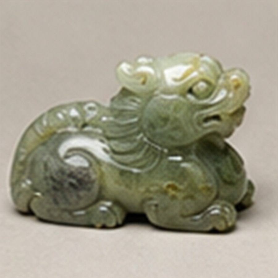 传世青玉兽面牌 · 纹饰清晰
